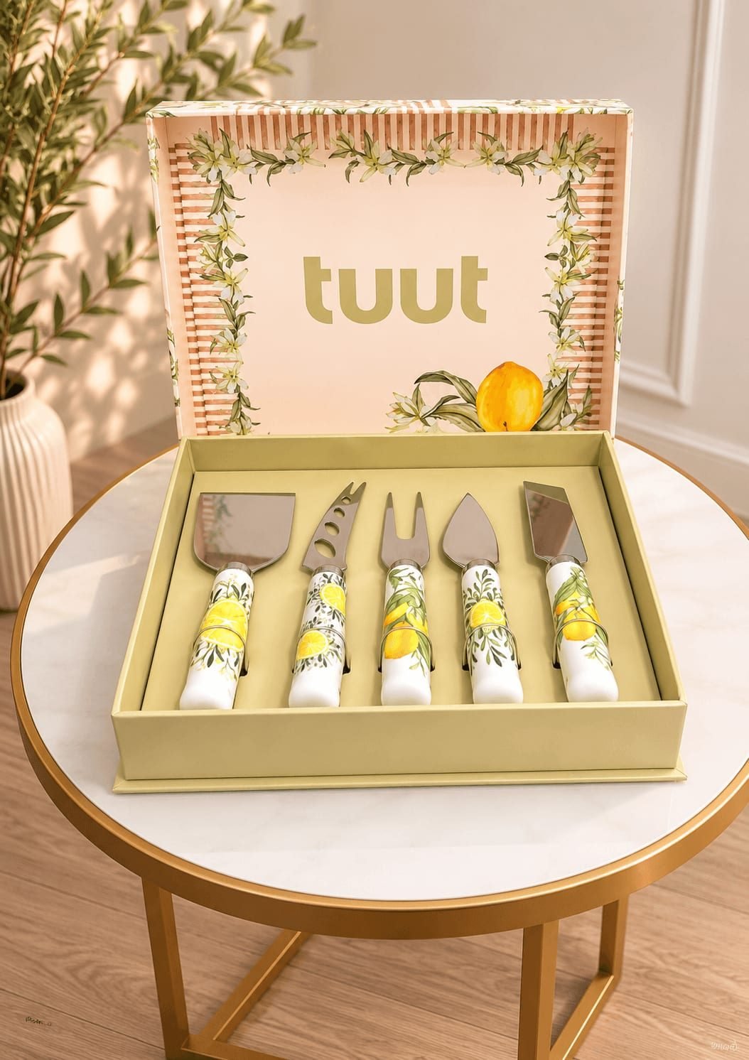 Conjunto de Utensílios para Queijo Limão Siciliano 5 Peças - Tuut